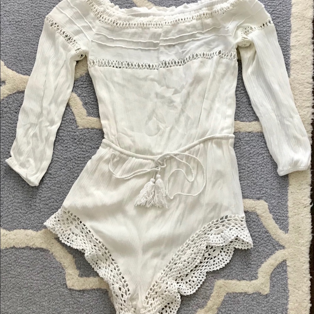 White romper long sleeve off the shoulders